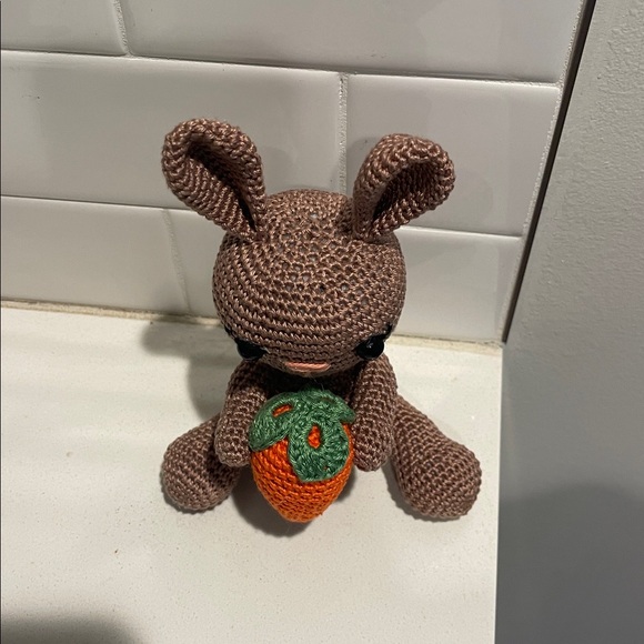Handcrafted Spring Easter Bunny Rabbit Holiday Decor Amigurui Crochet Carrot - Picture 3 of 10